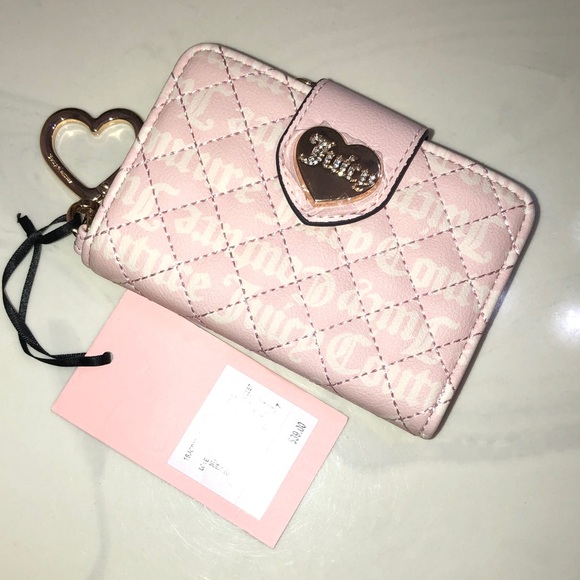 Juicy Couture Quilted Powder Blush Tonal Love Your Couture Tab Card Wallet NWT - Picture 16 of 16